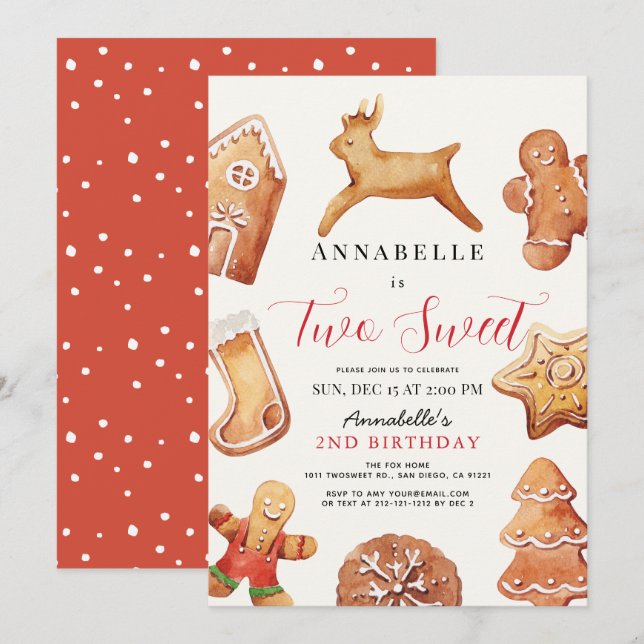 Two Sweet Christmas Holiday Cookie 2nd Birthday (Front/Back)