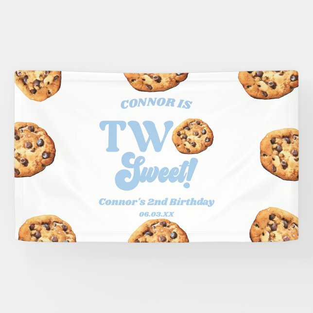 Two Sweet Cookies and Milk 2nd Birthday Party Banner (Horizontal)