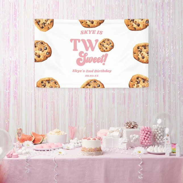 Two Sweet Cookies and Milk 2nd Birthday Party Banner (Party)