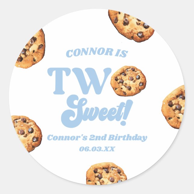 Two Sweet Cookies and Milk 2nd Birthday Party Classic Round Sticker (Front)