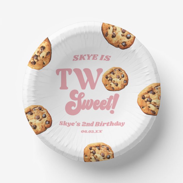 Two Sweet Cookies and Milk 2nd Birthday Party Paper Plate (Front)