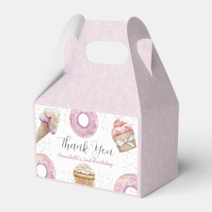 Two Sweet Cupcake & Doughnuts Girl 2nd Birthday Favour Box