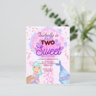 Two Sweet cupcake rainbow mermaid 2nd Birthday kid Postcard