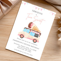 Two Sweet Cute Ice Cream Truck 2nd Birthday