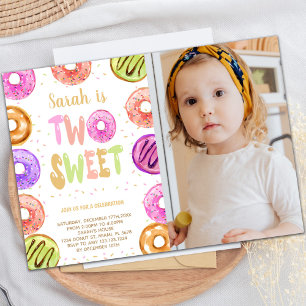 Two Sweet Donut Birthday Invitations w photo