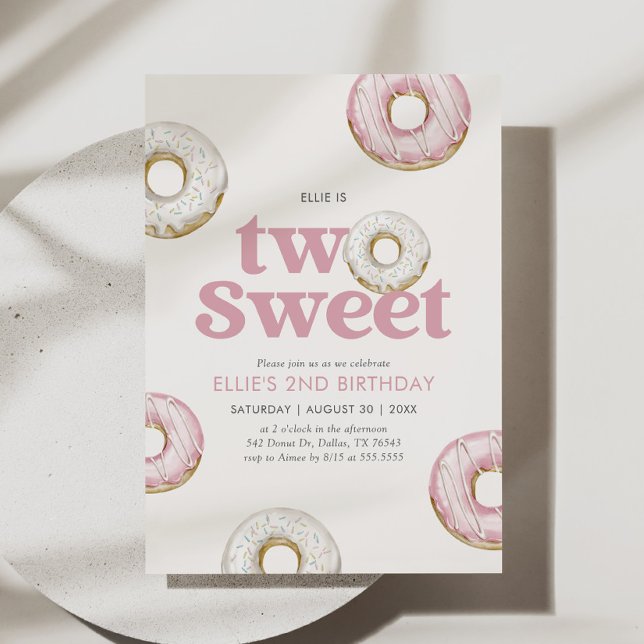 Two Sweet Doughnut 2nd Birthday Invitation (Creator Uploaded)