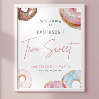 Two Sweet Doughnut 2nd Birthday Welcome Sign