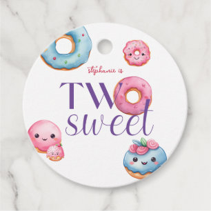 Two Sweet Doughnut Birthday Party Favour Tags
