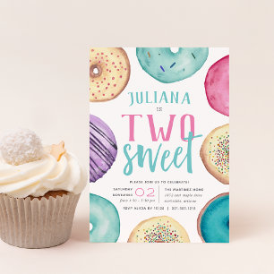 Two Sweet   Doughnut Birthday Party Invitation
