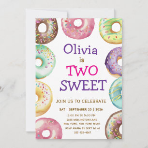 Two Sweet Doughnut Birthday Party Invitation