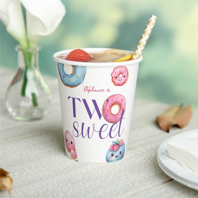 Two Sweet Doughnut Birthday Party Paper Cups (Insitu)