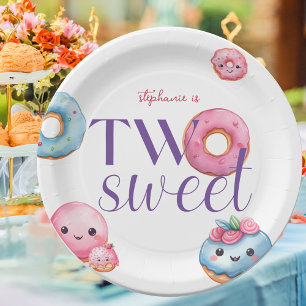 Two Sweet Doughnut Birthday Party Paper Plate
