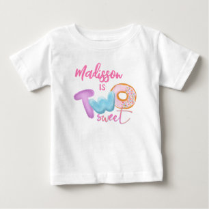 Two Sweet Doughnut Pink Girl 2nd Birthday Baby T-Shirt