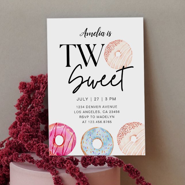 Two Sweet Doughnut Theme 2nd Birthday Party Invitation (Creator Uploaded)