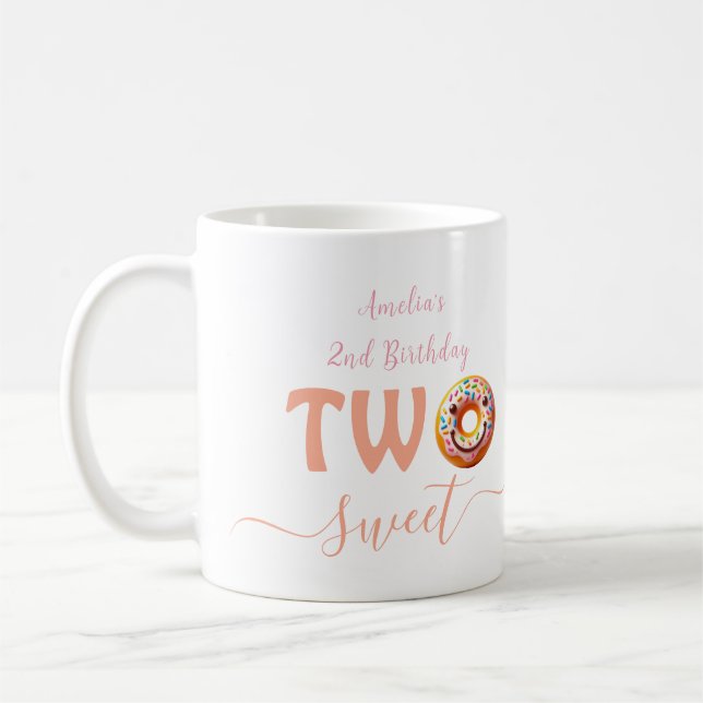 Two Sweet Doughnuts 2nd Birthday party Coffee Mug (Left)