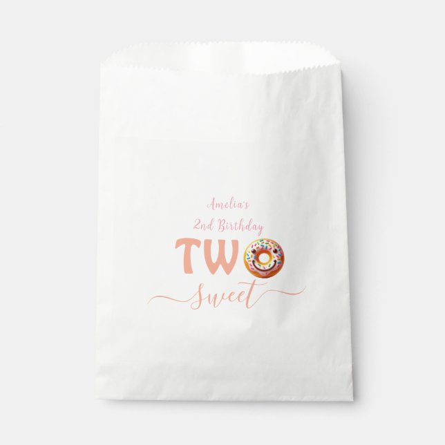 Two Sweet Doughnuts 2nd Birthday party Favour Bags (Front)