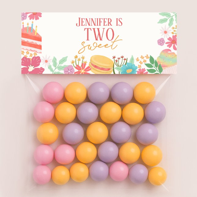 Two Sweet Floral Dessert Goodie Treat Bag Topper Card (Creator Uploaded)