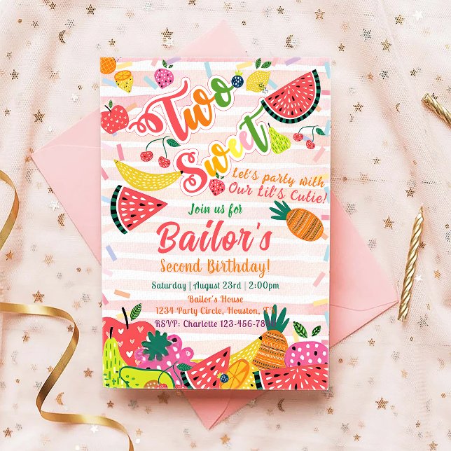 Two Sweet | Fruit Party Birthday Invitation (Creator Uploaded)