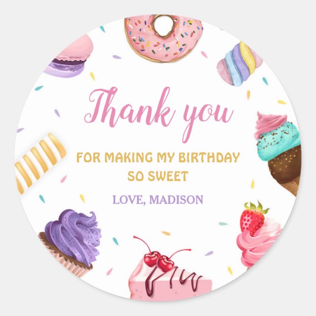  Two Sweet Girl 2nd Birthday Classic Round Sticker (Front)