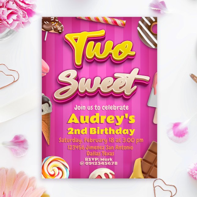 Two Sweet - Girl 2nd Birthday Invitation (Two Sweet - Girl 2nd Birthday Invitation
)