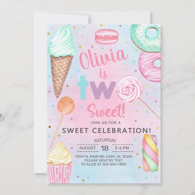 Two Sweet girl second, 2nd birthday invitation. Invitation (Front)