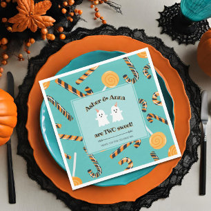 Two Sweet Halloween Candy Ghost Twins Birthday Napkin