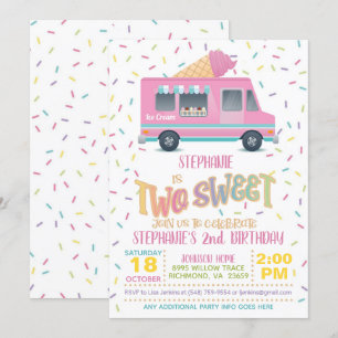 Two Sweet Ice Cream Birthday Invitation