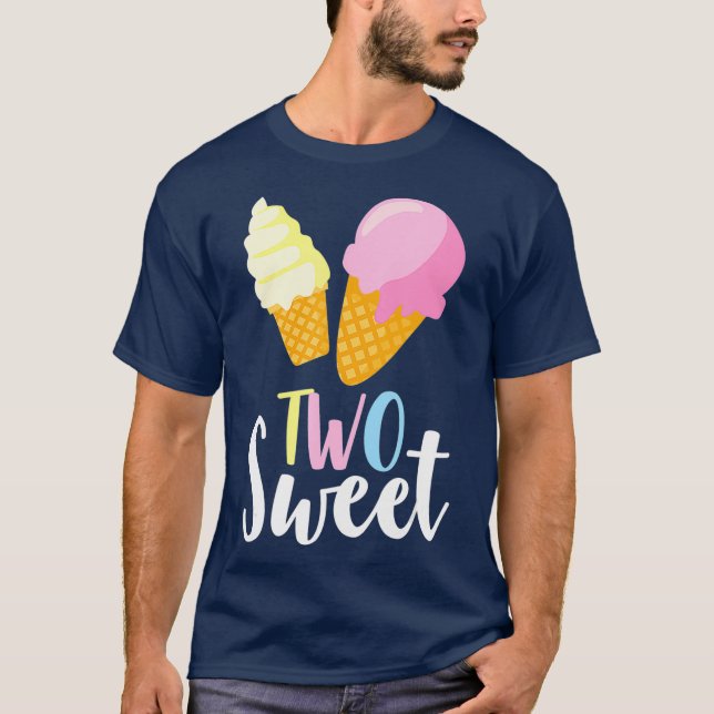 Two Sweet Ice Cream Lover Second Birthday T-Shirt (Front)
