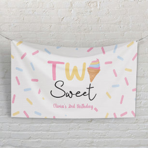 Two Sweet Ice Cream Second 2nd Birthday Party Banner
