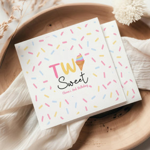 Two Sweet Ice Cream Second 2nd Birthday Party Napkin