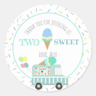 Two Sweet Ice Cream Second Birthday Favour Classic Round Sticker