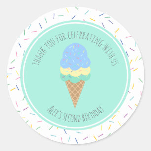 Two Sweet Ice Cream Second Birthday Favour Classic Round Sticker