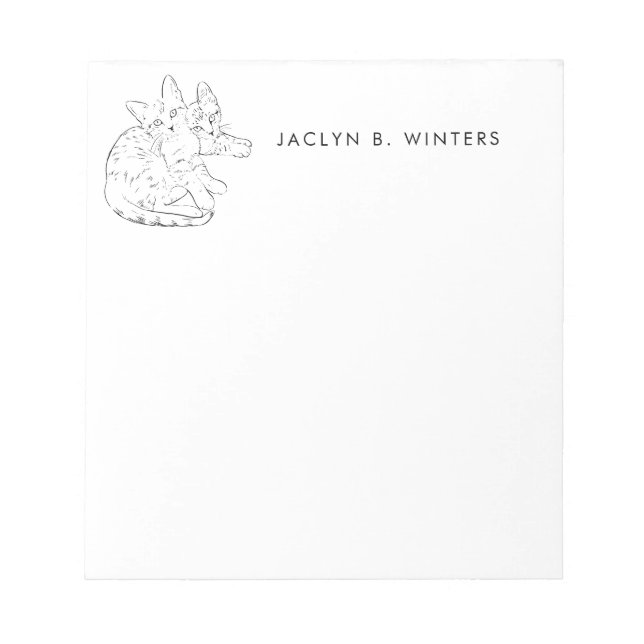 Two sweet kittens cuddling Personalised Notepad (Front)