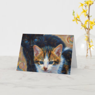 Two Sweet Kittens Impressionist Art Card