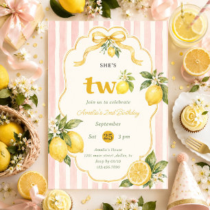 Two Sweet Lemon 2nd Birthday Invitation