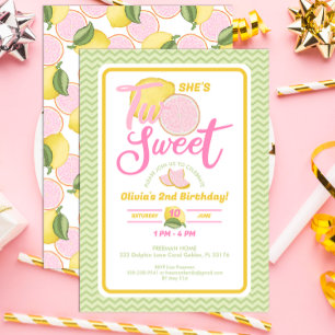 Two Sweet Lemon 2nd Birthday Invitation
