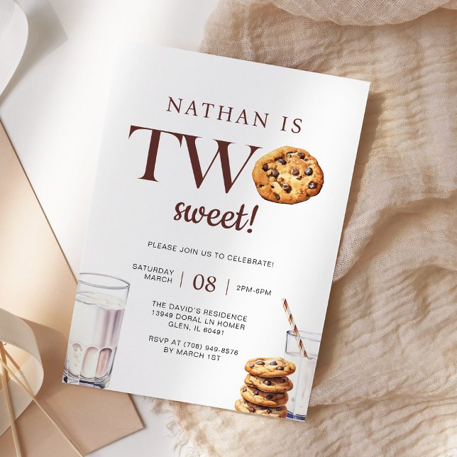 Two Sweet Milk and Cookies 2nd Birthday Invitation (Creator Uploaded)