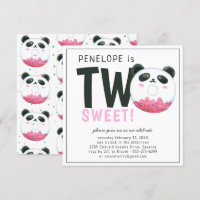 Two Sweet | Panda Doughnut 2nd Birthday Invitation