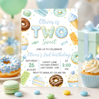 Two Sweet Pastel Doughnut Birthday Party Invitatio Invitation