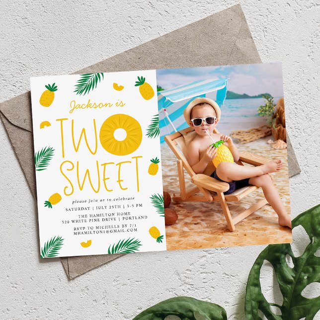 Two Sweet Pineapple 2nd Birthday Party Invitation (Creator Uploaded)