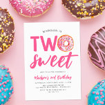 Two Sweet Pink Doughnut 2nd Birthday Invitation<br><div class="desc">Invite guests to your little one's 2nd birthday party with these sweet doughnut-themed birthday invitations! The cute first birthday party invites feature the phrase "Two Sweet" in bright pink lettering with the "o" replaced with a pink watercolor doughnut with multi-coloured sprinkles. Personalise the two sweet doughnut birthday invites with your...</div>