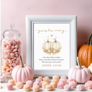 Two Sweet Pumpkins Twin Baby Shower Guess How Many Poster