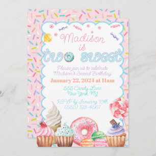 Two Sweet Second Birthday Invitation