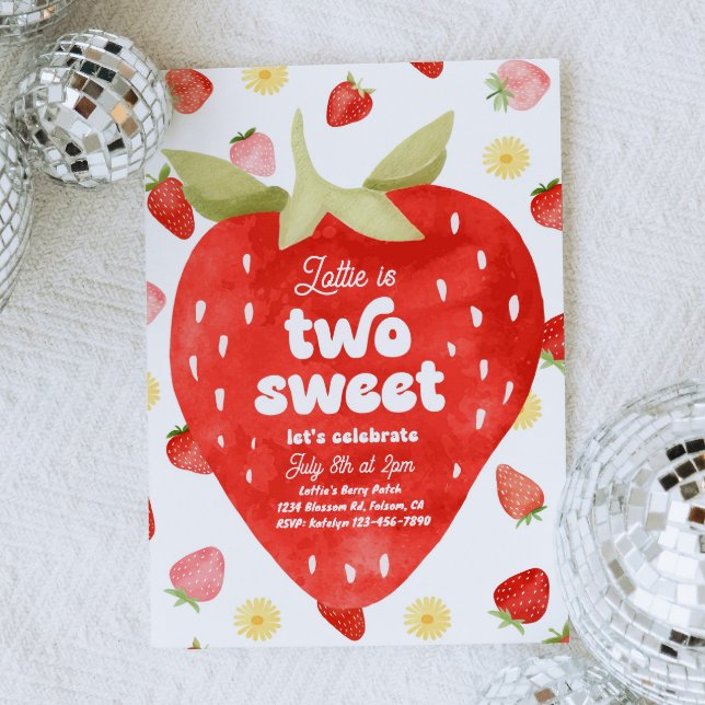 Two Sweet Strawberry 2nd Birthday Invitations (Creator Uploaded)