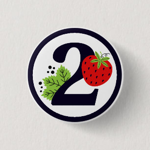 TWO Sweet Strawberry Birthday Girl 2nd Year Party  3 Cm Round Badge