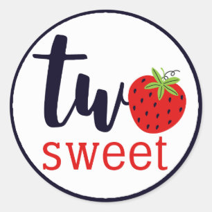 TWO Sweet Strawberry Birthday Girl 2nd Year Party Classic Round Sticker