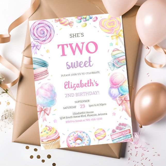 Two Sweet Sweets Candy Birthday Invitation (Creator Uploaded)