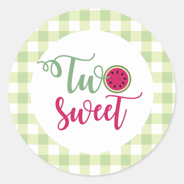 Two Sweet Watermelon 2nd Birthday Classic Round Sticker (Front)
