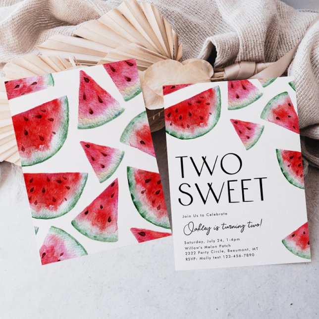 Two Sweet Watermelon Birthday Invitation (Creator Uploaded)