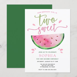 Two Sweet Watermelon Birthday Invitation